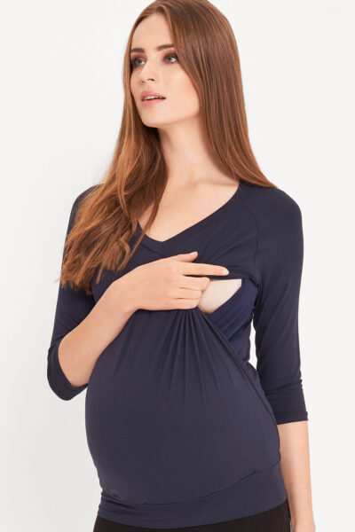 Granatowa bluzka ciążowa
