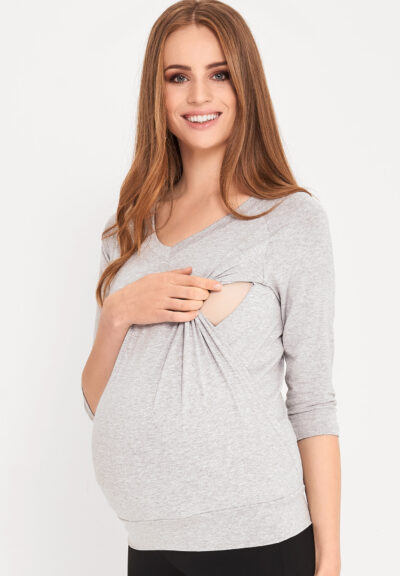 Szara bluzka ciążowa do karmienia piersią