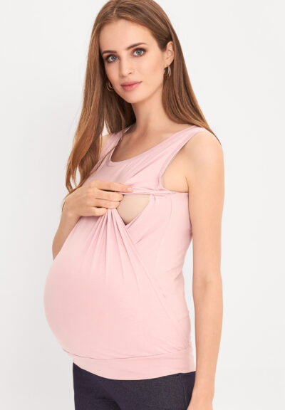 Różowy top ciążowy do karmienia piersią