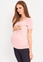 Różowa bluzka ciążowa do karmienia piersią