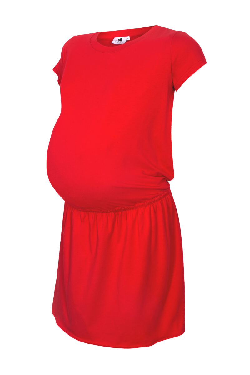 Czerwona sukienka ciążowa do karmienia piersią