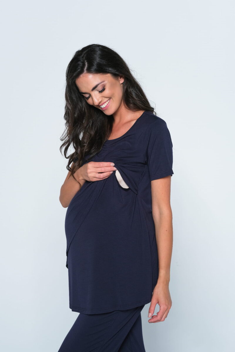 Granatowa piżama ciążowa do karmienia piersią