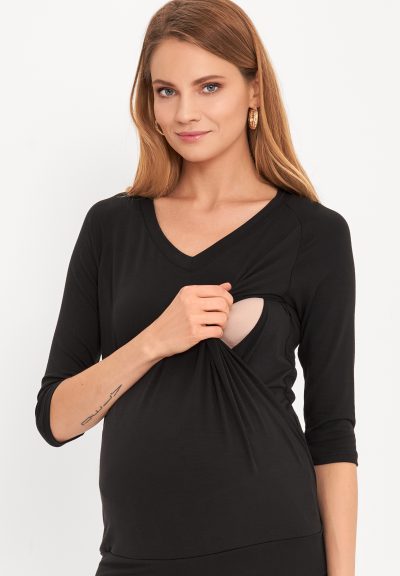 Czarna bluzka ciążowa do karmienia piersią