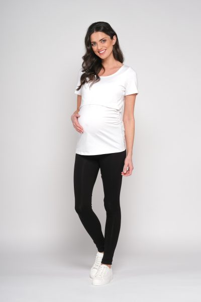 Biały t-shirt ciążowy do karmienia piersią