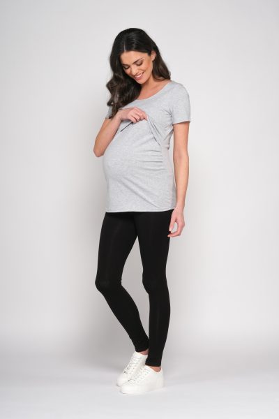 Szary T-shirt ciążowy do karmienia piersią