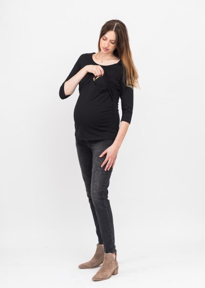 Czarna bluzka ciążowa do karmienia piersią