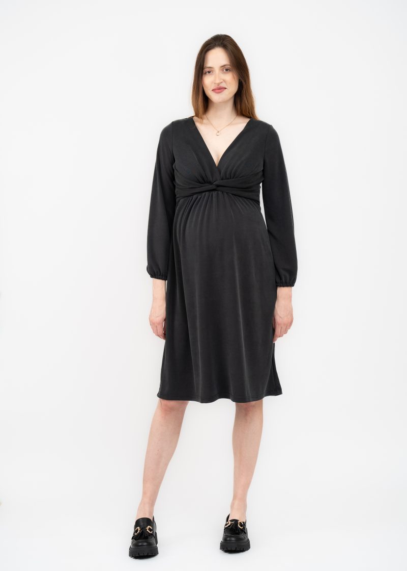 Elegancka sukienka ciążowa i do karmienia czarna