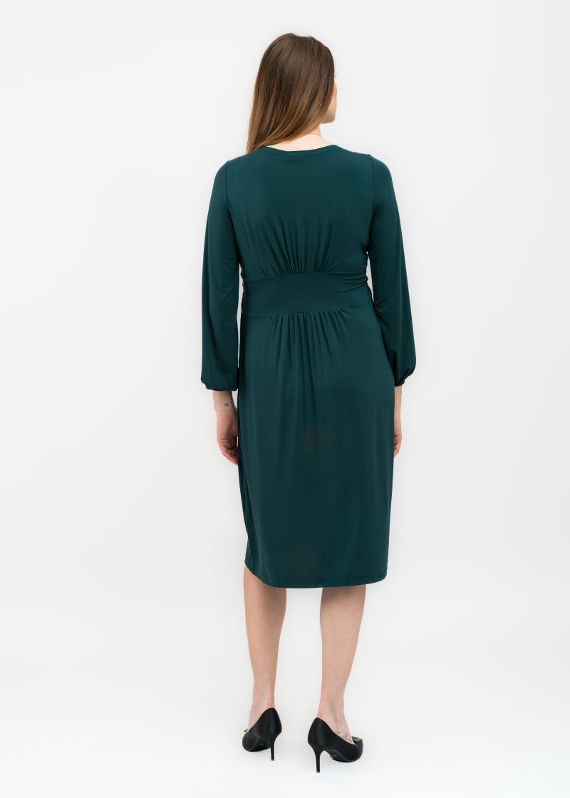 Elegancka sukienka ciążowa i do karmienia zielona