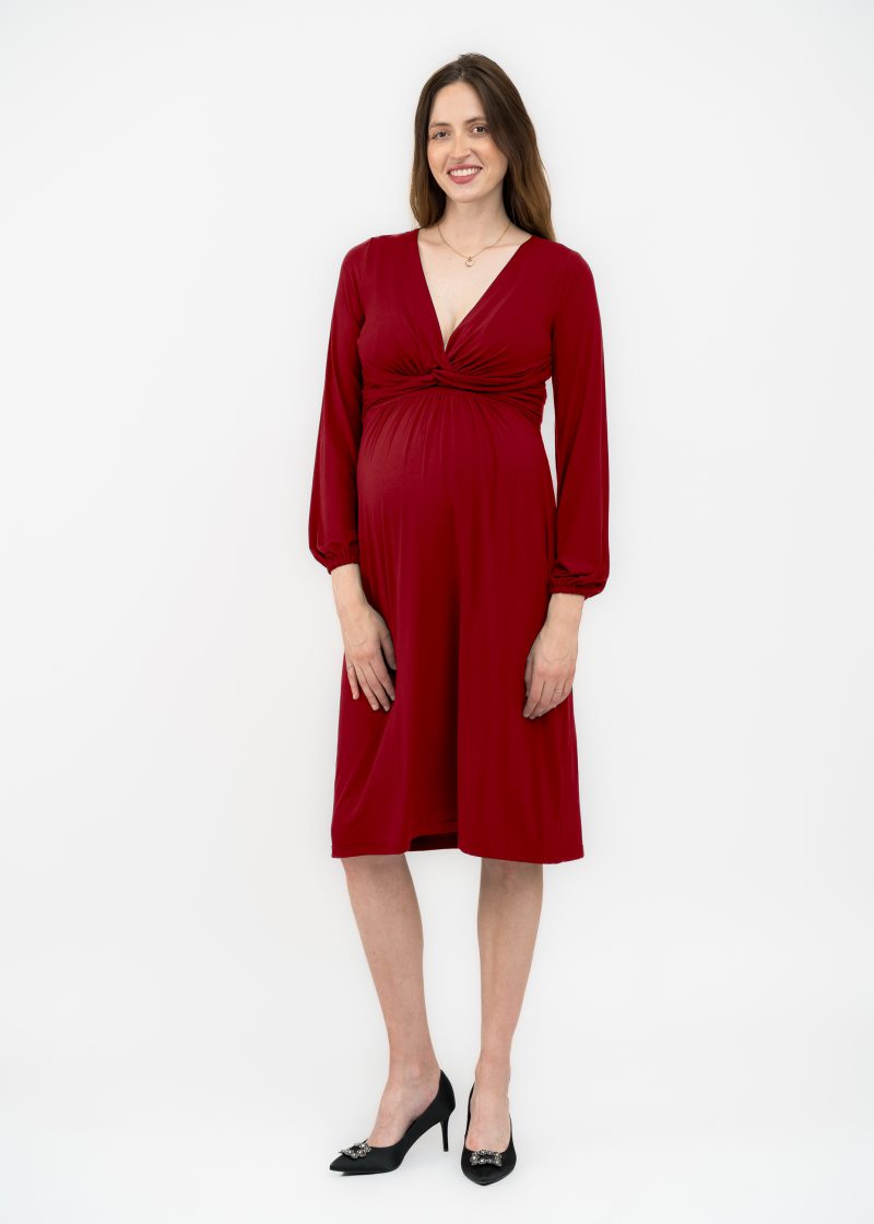 Elegancka sukienka ciążowa i do karmienia czerwona