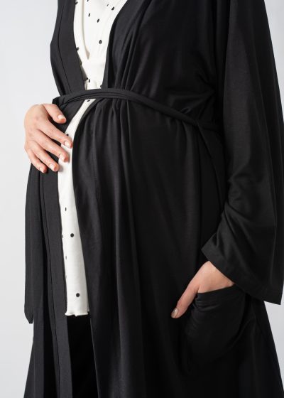 Black maternity bathrobe