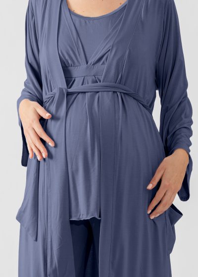 Blue maternity bathrobe