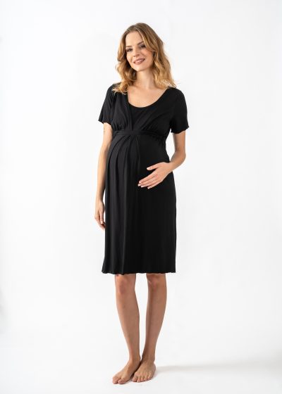 Maternity and nursing nightdress black