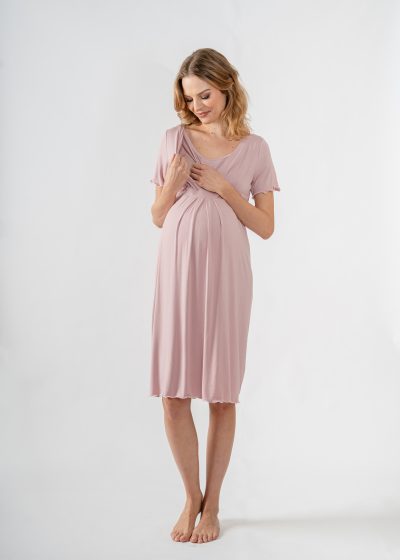 Pink maternity and nursing nighdress
