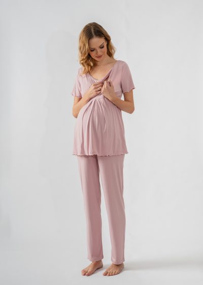 Maternity and nursing pyjama pink
