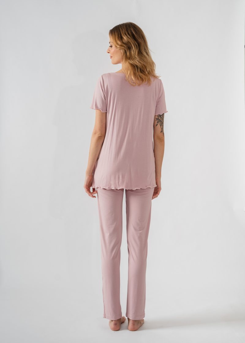 Różowa piżama ciążowa