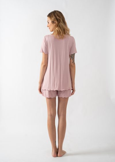 Maternity and nursing pyjama with shorts in pink color
