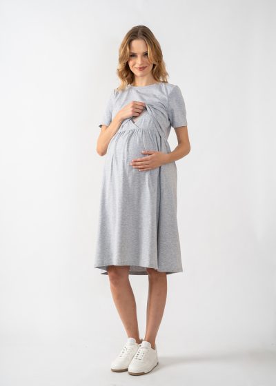 Maternity and nursing grey dress