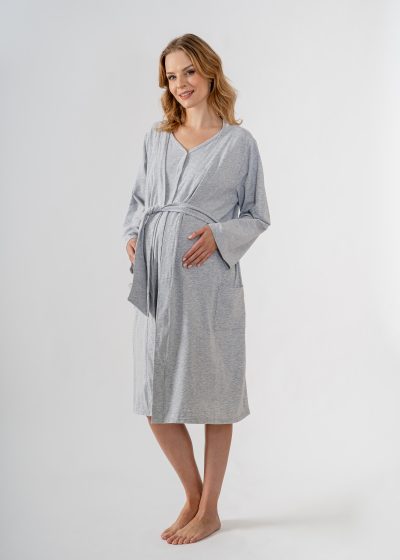 Maternity cotton grey bathrobe