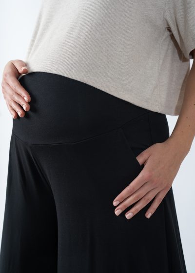 Wide-leg black maternity pants