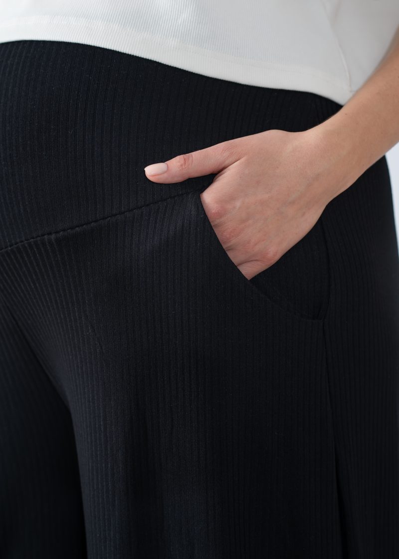 Wide-leg black maternity pants
